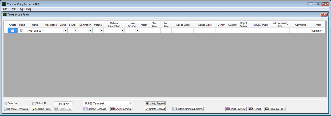 Figure 1790: Pumper Log Form