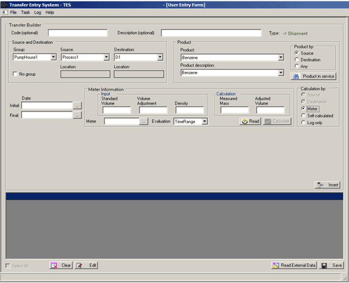 Figure 1777: Transfer Entry System - User Entry Form