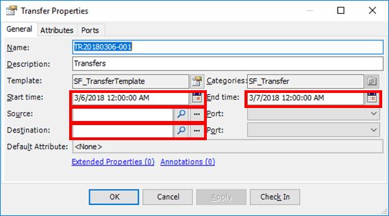 Figure 135: Transfer Properties window