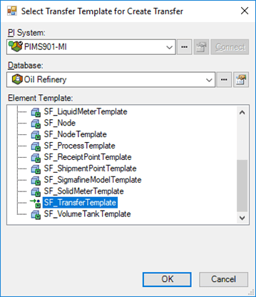 Figure 134: Select Transfer Template for Create Transfer window