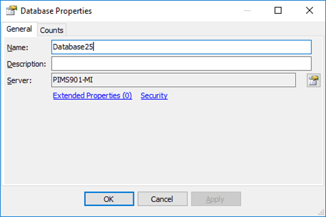 Figure 81: Database Properties window