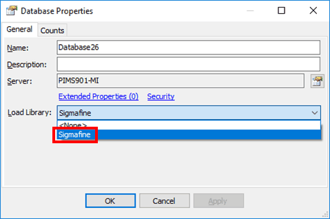 Figure 89: Database Properties - Load Library