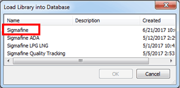 Figure 90: Load Library into Database - library option