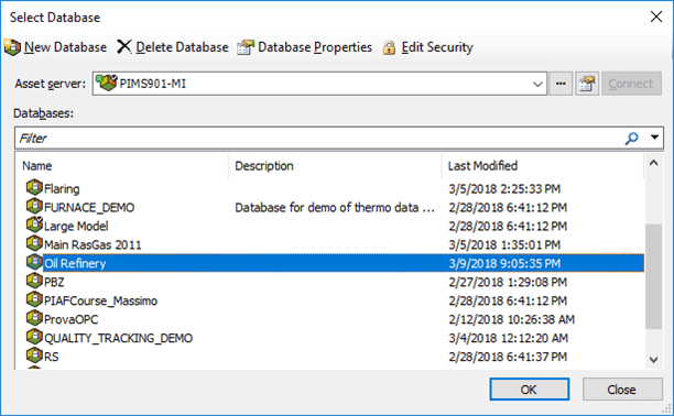 Figure 78: Select Database window