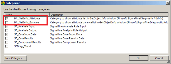 Figure 1117: Categorize window for Object Info attributes
