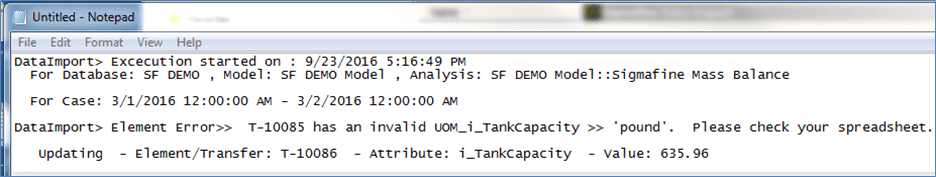 Figure 970: Import log results for above import