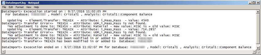 Figure 1009: Different UOMs import Log file
