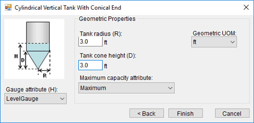 Figure 605: Cylindrical Vertical Tank With Conical End window