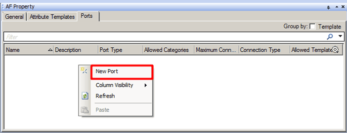 Figure 819: AF Property - select New Port