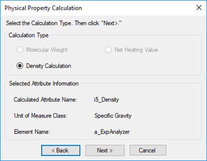 Figure 464: Physical Property Calculation window - Density Calculation