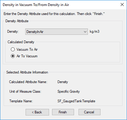 Figure 573: Density in Vacuum To/From Density in Air window