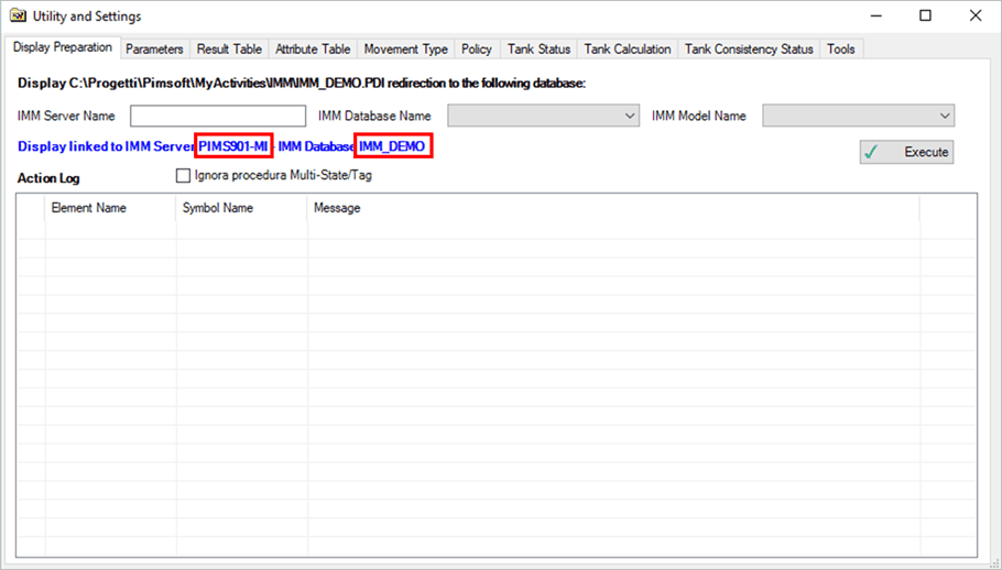 Figure 1630: Display Preparation tab - showing IMM Server name Database