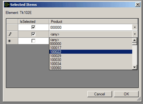 Figure 1754: TES.Products - Selected Items window