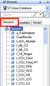 Figure 106: Modeler, AF Browser - view elements