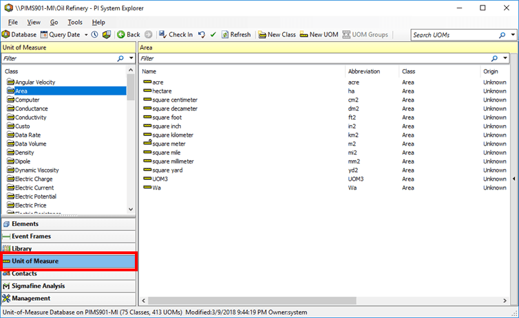 Figure 96: System Explorer - Unit of Measure option