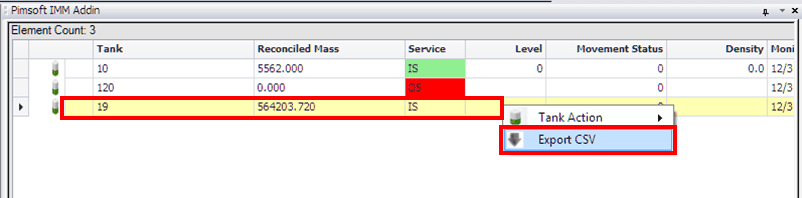 Figure 1612: Export Tank List to .csv file