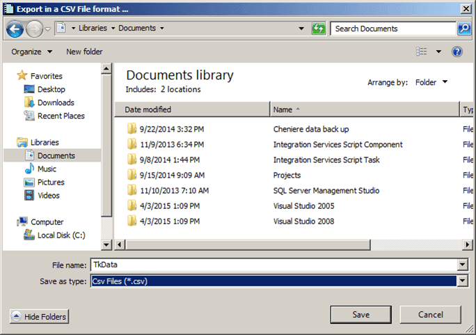 Figure 1090: Selecting the location to save the file