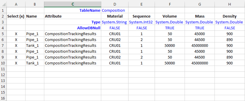 Figure 985: Composition Tracking Results - Import File Format