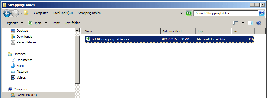 Figure 1016: Strapping Table Import File Name