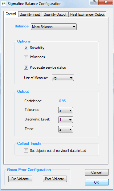 Figure 233: Sigmafine Balance Configuration - Control tab
