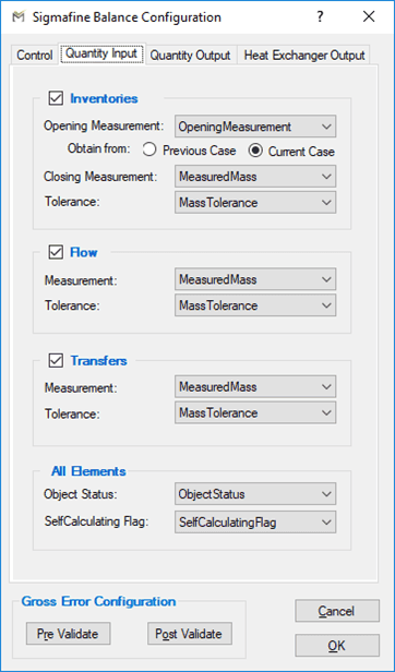 Figure 235: Sigmafine Balance Configuration - Quantity Input tab