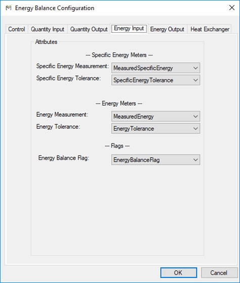 Figure 342: Energy Balance Configuration - Energy Input tab