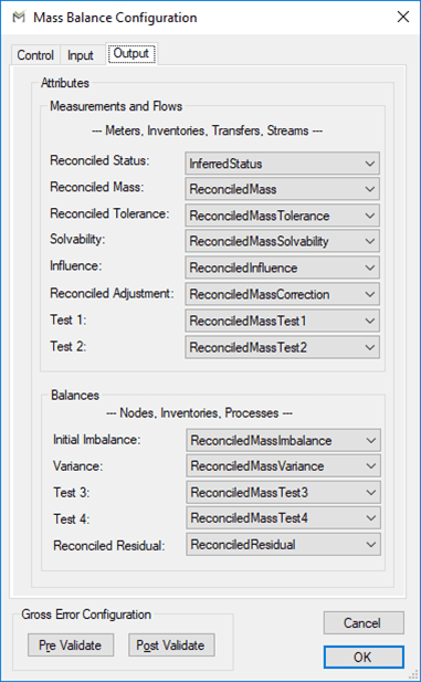 Figure 258: Mass Balance Configuration - Output tab