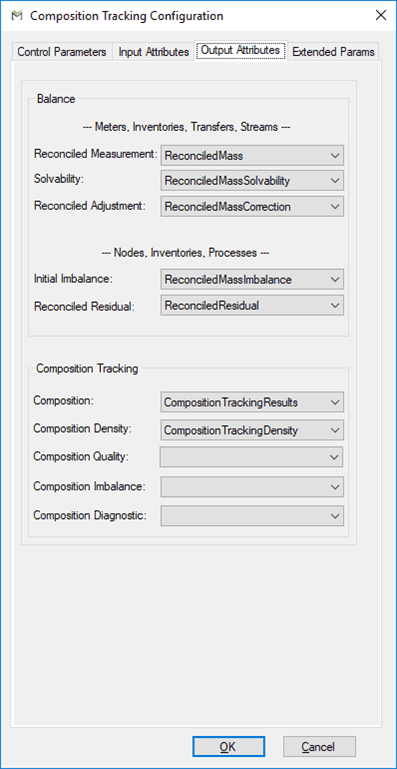 Figure 307: Composition Tracking Configuration - Output Attributes tab