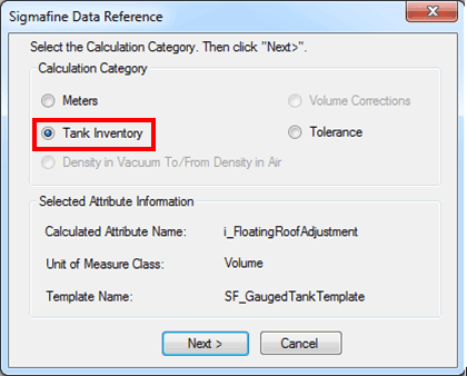 Figure 544: Sigmafine Data Reference window - Tank Inventory