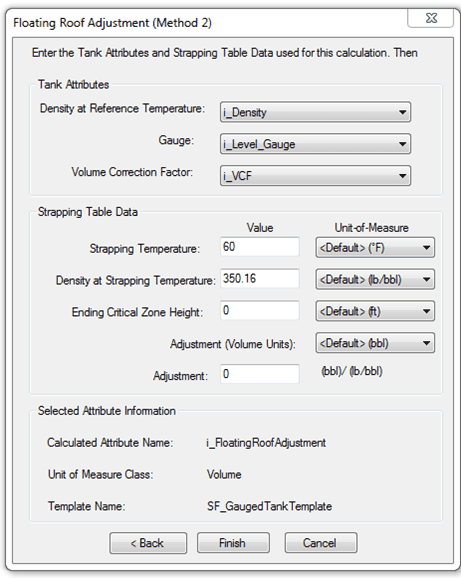 Figure 551: Floating Roof Adjustment (Method 1) window