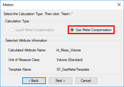 Figure 525: Meters window - Gas Meter Compensation