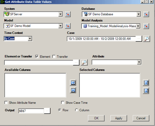 Figure 704: Get Attribute Data Table Values window