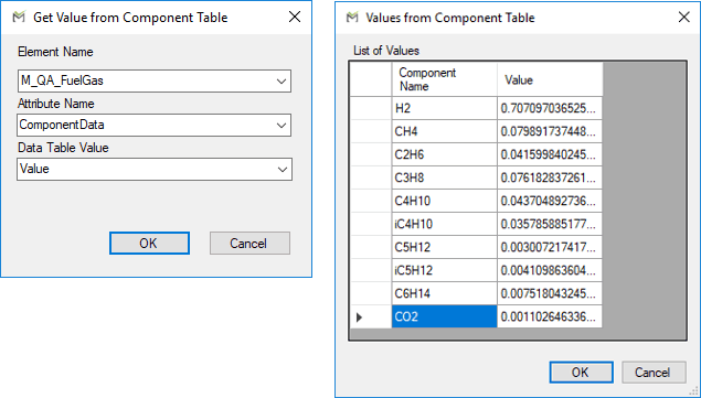Figure 480: Get Value from Component Table - Values from Component Table