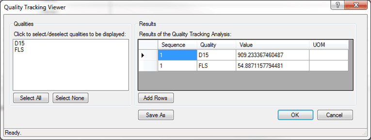 Figure 1366: Quality Tracking Viewer - main window
