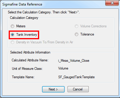 Figure 539: Sigmafine Data Reference window - Tank Inventory