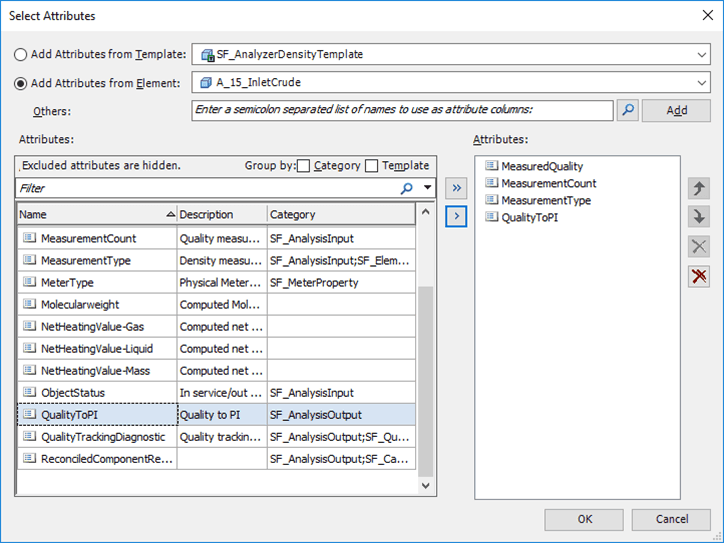 Figure 1329: Select Attributes - with additional Attribute columns