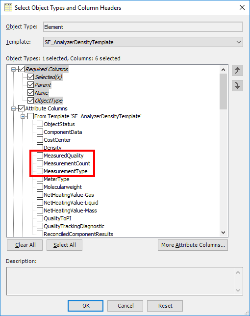 Figure 1328: Select Object Types and Column Headers window