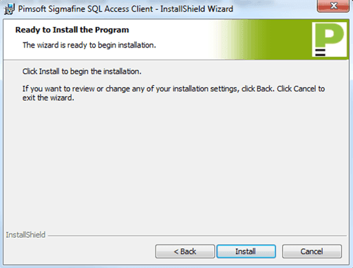 Figure 1216: Ready to Install the Program window