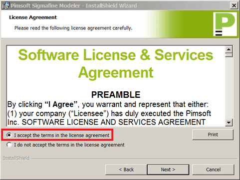Figure 734: License Agreement window