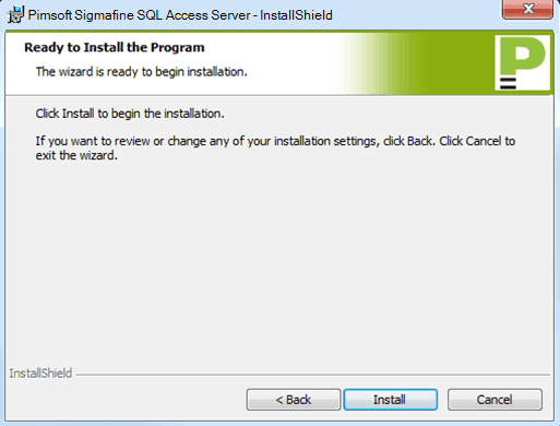 Figure 1221: Ready to Install the Program window