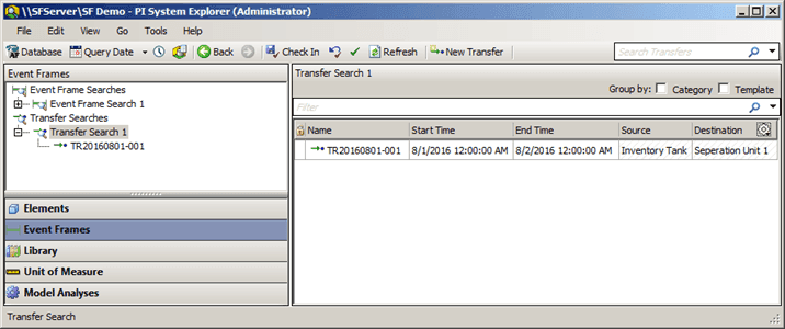 Figure 891: System Explorer - Locate a Transfer