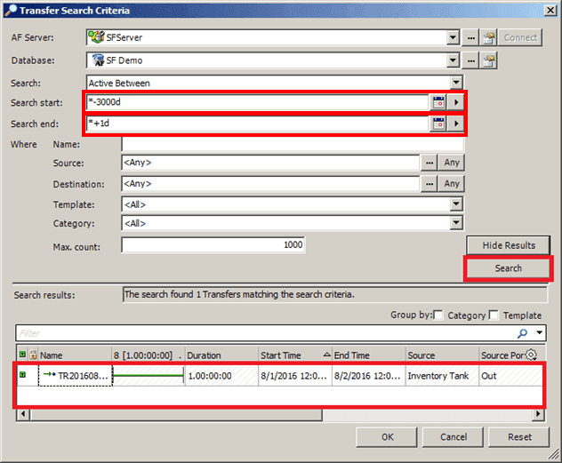 Figure 889: Transfer Search Criteria window