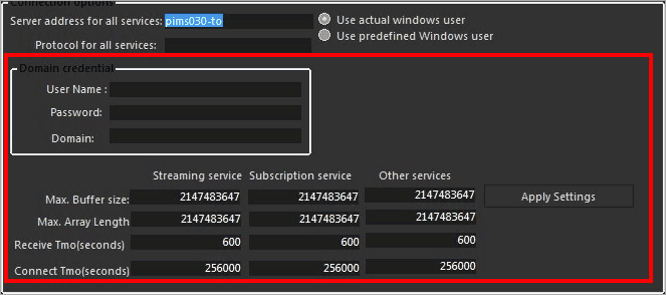 Figure 1521: Advanced connection parameters pane