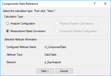 Figure 471: Component Data Reference window - Analyzer Configuration