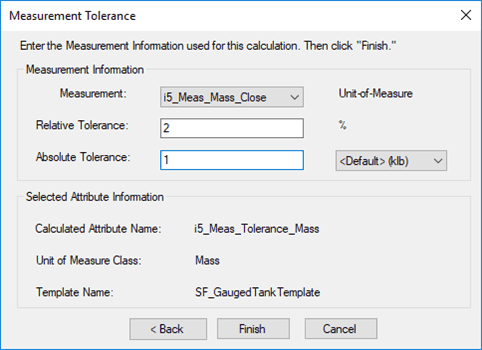 Figure 583: Tank Tolerance Based on Uncertainties window