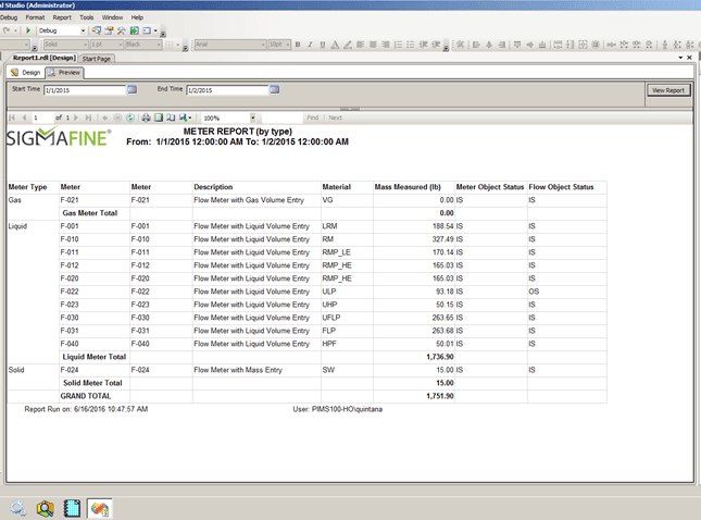 Figure 1187: Report displaying in Preview