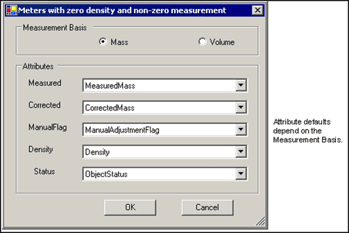 Figure 391: Meters with zero density and non-zero measurement - Attributes window