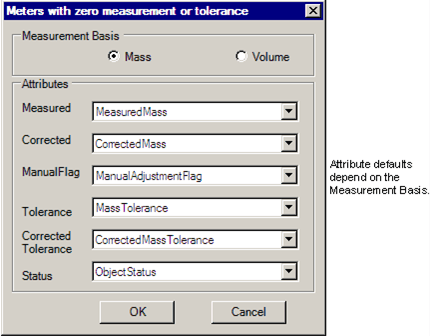 Figure 390: Meters with zero measurement / tolerance - Attributes window