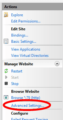 Figure 1569: Select website Advanced Settings