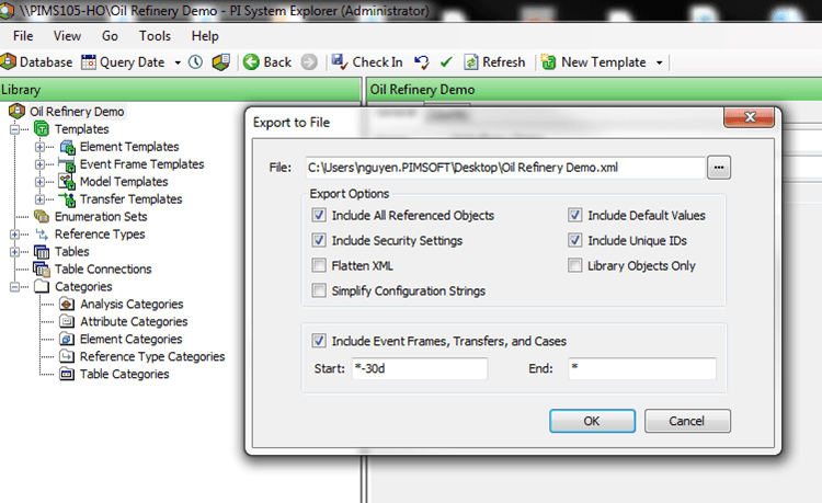 Figure 38: Export to File window